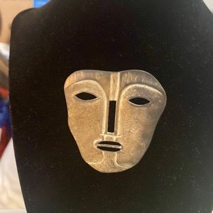 Vintage Maxine Denker tribal mask brooch